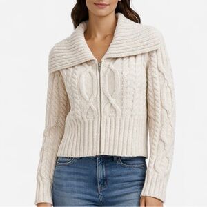 Tularosa Cable Knit Zip Cardigan Cream Small